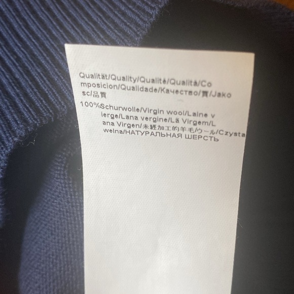 BOSS Hugo Boss 100% Virgin Wool V-Neck Sweater Size XXL Slim Fit Denim Blue - Picture 4 of 9